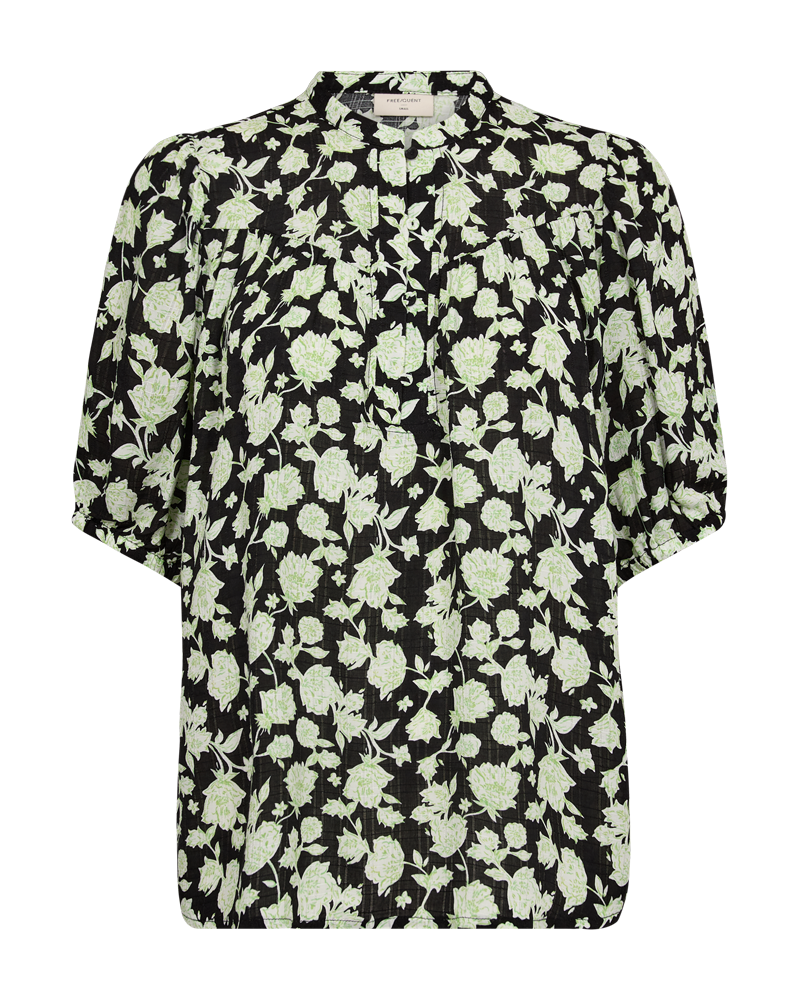 FQEBELLO - BLUSE MIT BLUMENPRINT - SCHWARZ UND GRUN