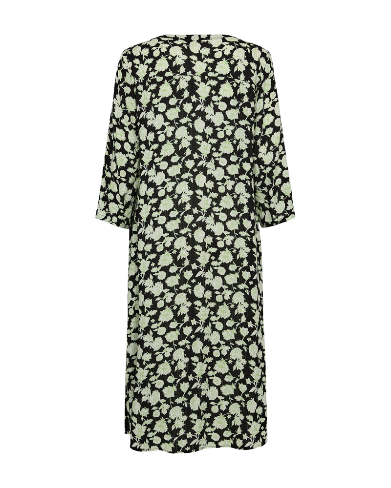 FQEBELLO - KLEID MIT BLUMENDRUCK - SCHWARZ UND GRUN