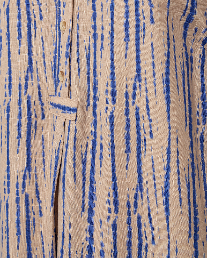 FQLARIN - KLEID AUS LEINENMISCHUNG - BEIGE UND BLAU