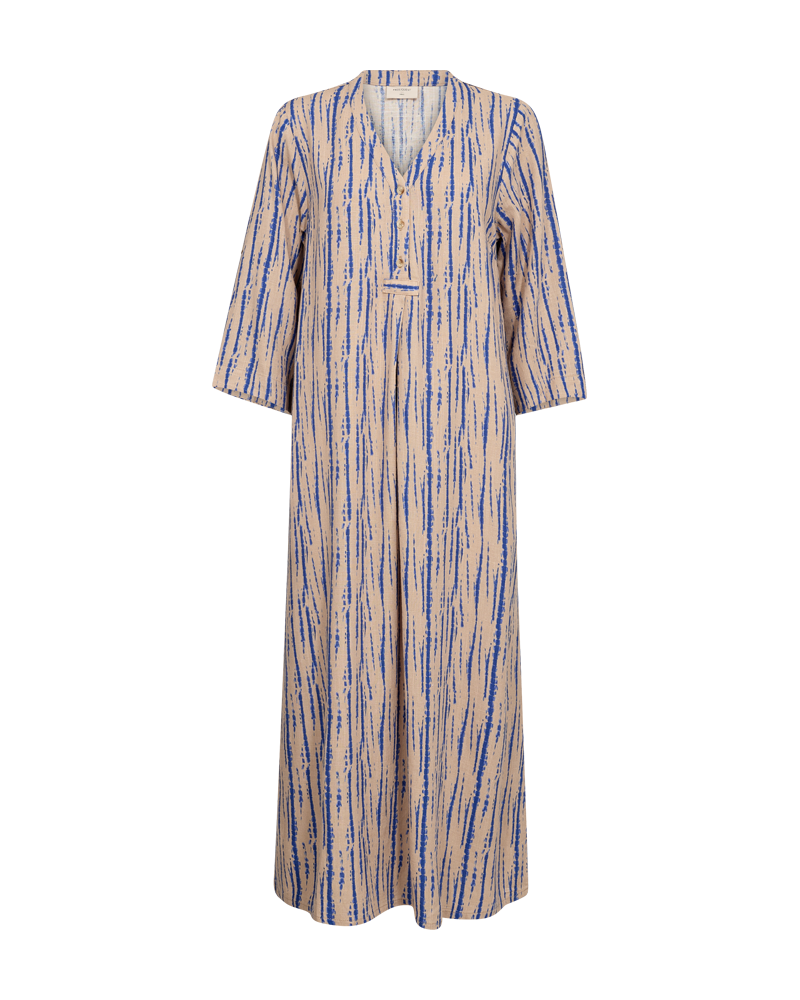 FQLARIN - KLEID AUS LEINENMISCHUNG - BEIGE UND BLAU