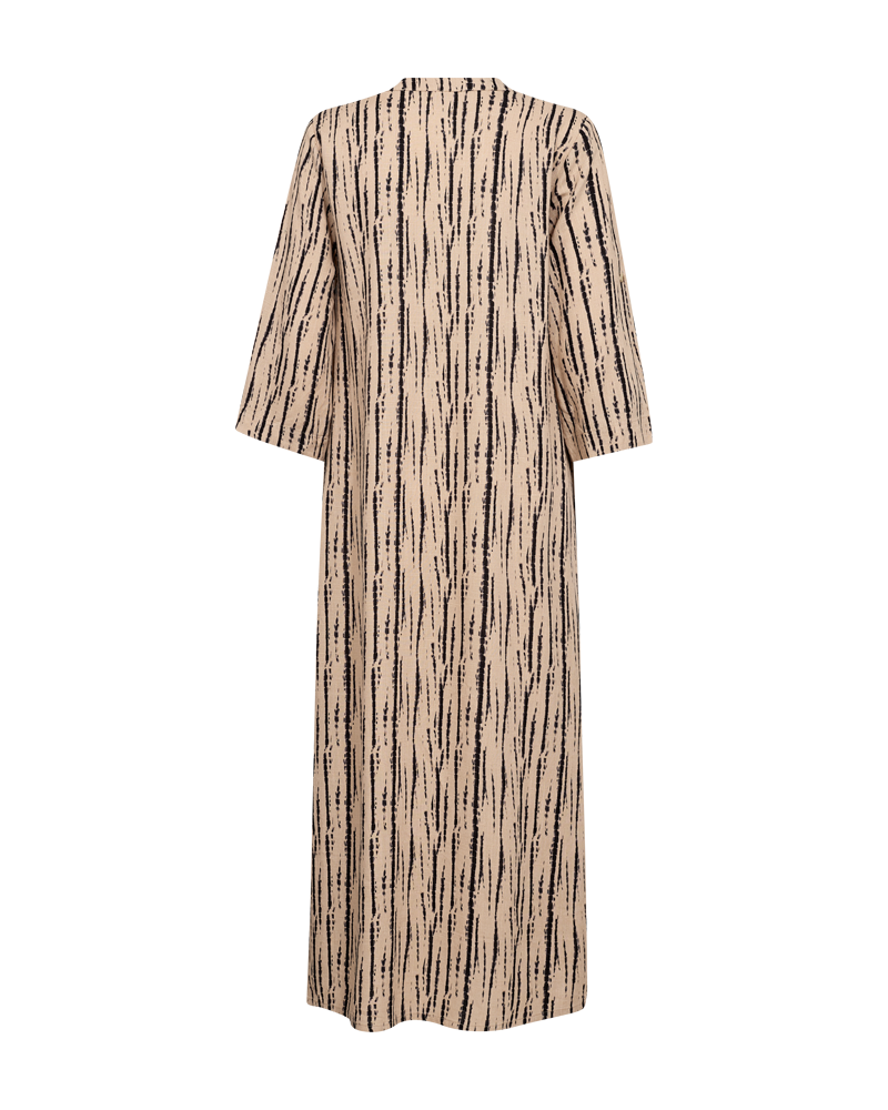 FQLARIN - KLEID AUS LEINENMISCHUNG - BEIGE UND SCHWARZ