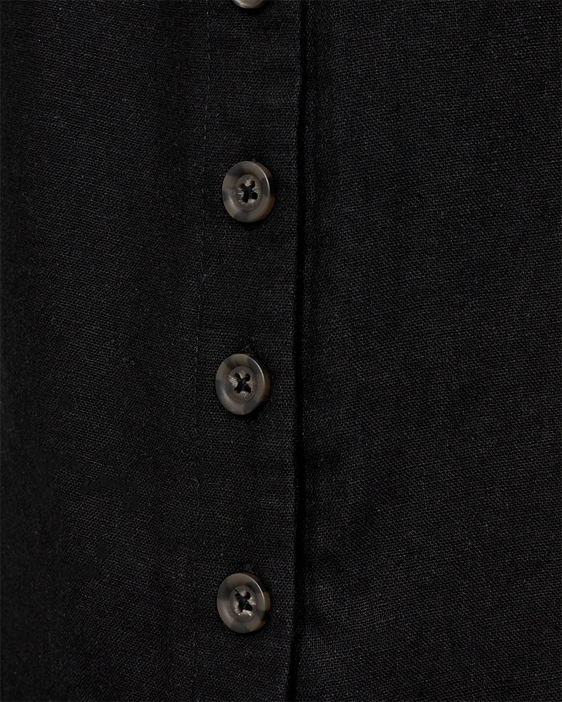 FQLAVA - LINEN TOP - SCHWARZ