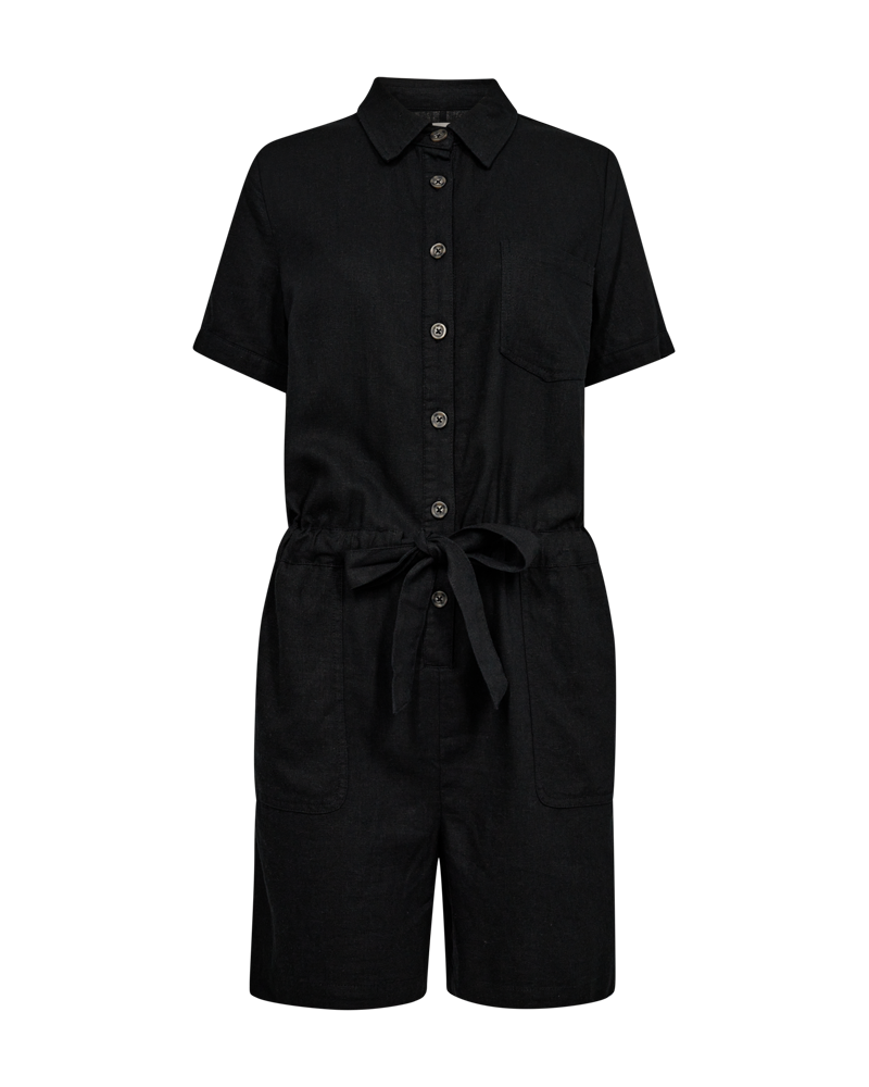 FQLAVA - LEINENJUMPSUIT - SCHWARZ