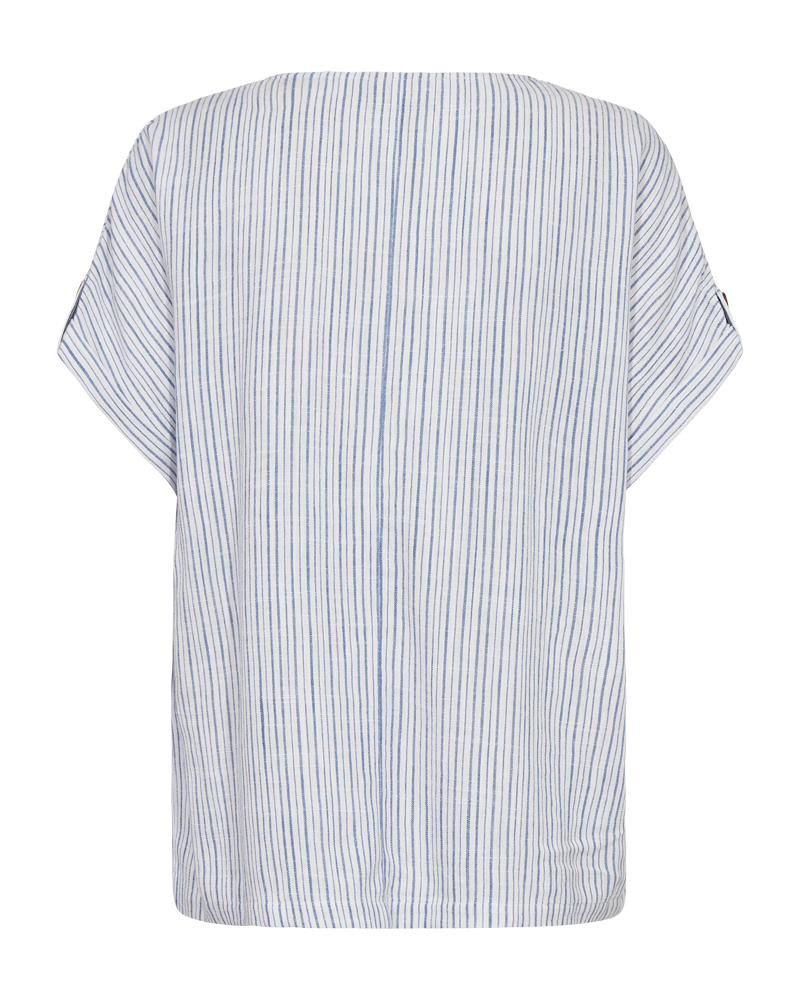 FQLAVARA - BLUSE AUS LEINENMISCHUNG - WEISS UND BLAU