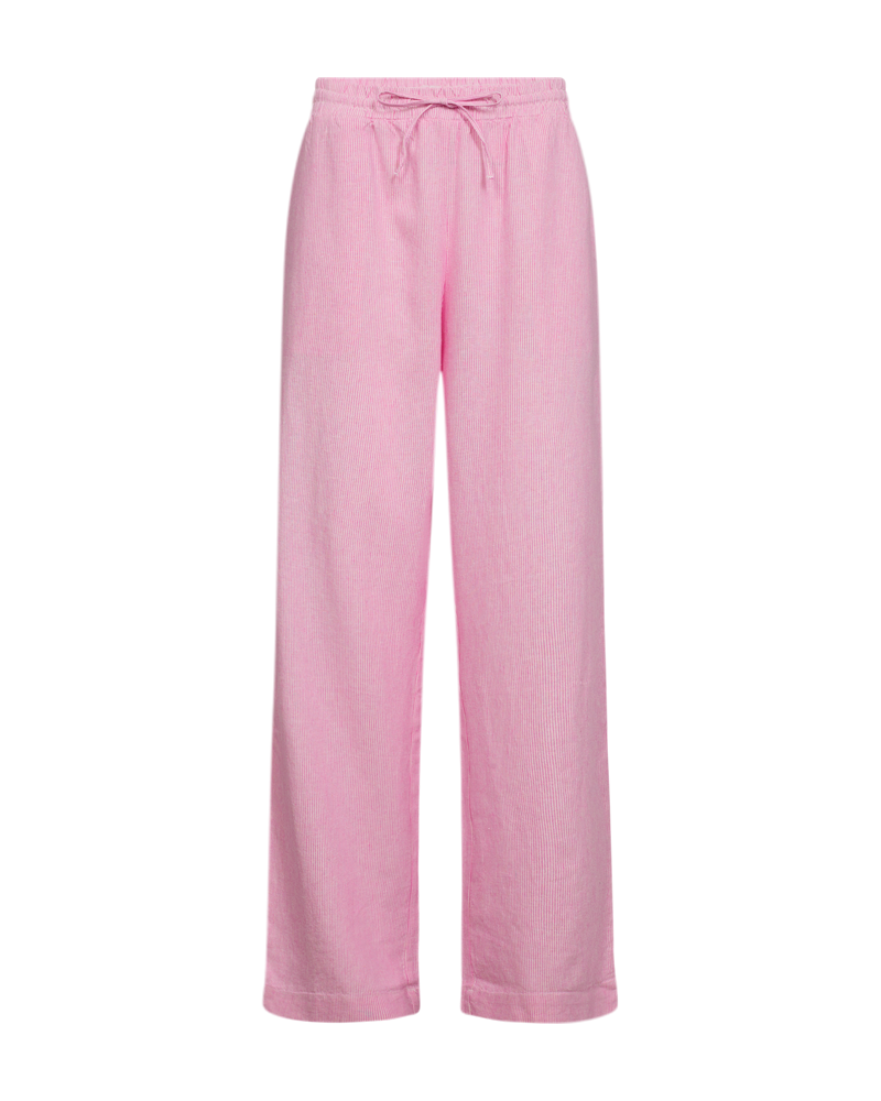 FQLAVA – GESTREIFTE LEINENHOSE - WEISS UND ROSA