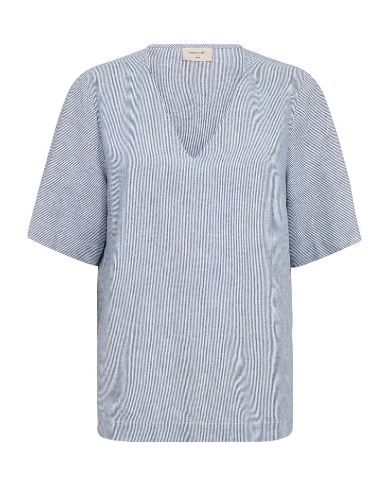 FQLAVA - BLUSE MIT STREIFENMUSTER - WEISS UND BLAU