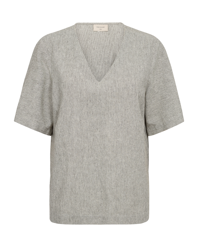 FQLAVA - BLUSE MIT STREIFENMUSTER - GRUN UND WEISS