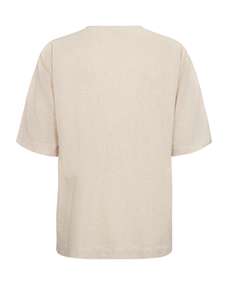 FQLAVA - BLUSE MIT STREIFENMUSTER - WEISS UND BEIGE