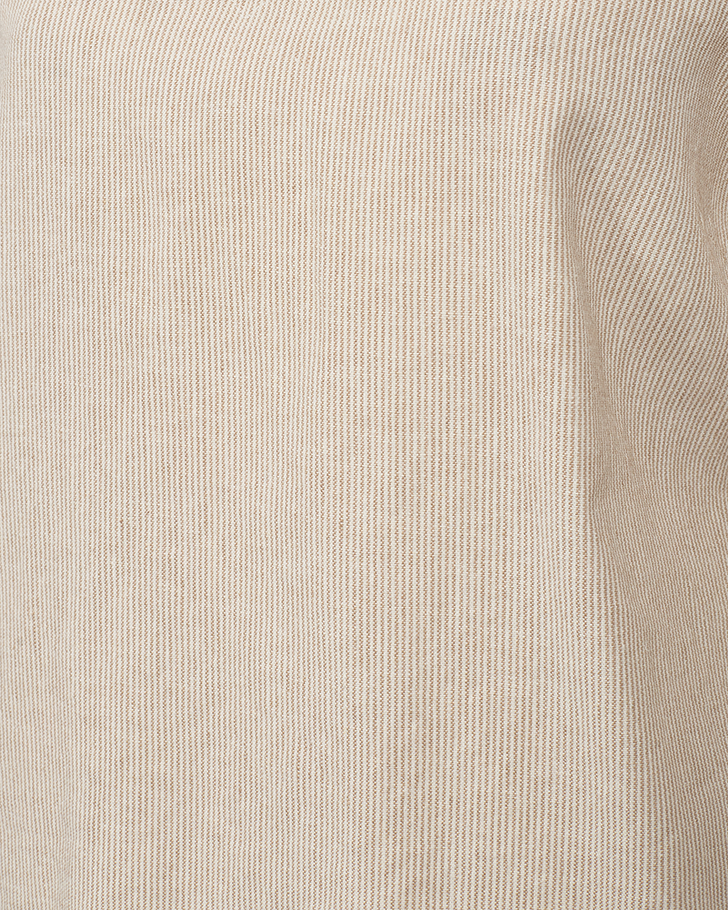 FQLAVA - BLUSE MIT STREIFENMUSTER - WEISS UND BEIGE