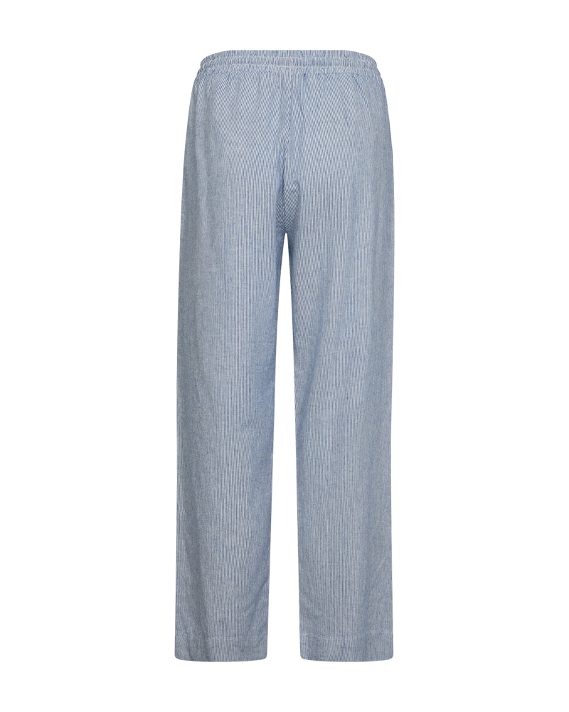 FQLAVA – GESTREIFTE KNÖCHELLANGE HOSE AUS LEINEN - WEISS UND BLAU