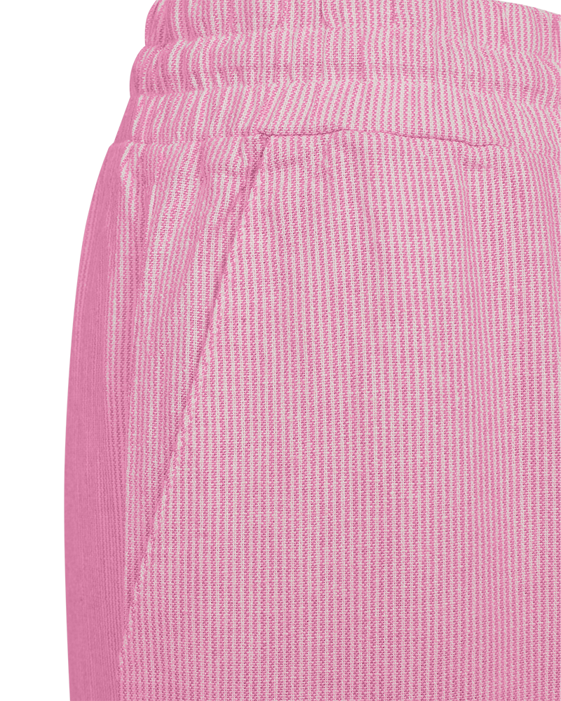 FQLAVA – GESTREIFTE KNÖCHELLANGE HOSE AUS LEINEN - WEISS UND ROSA