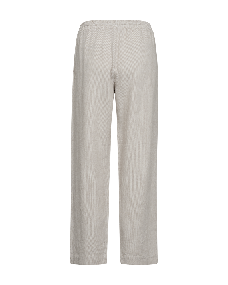 FQLAVA – GESTREIFTE KNÖCHELLANGE HOSE AUS LEINEN - WEISS UND BEIGE