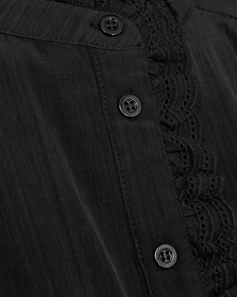 FQSEA - BLUSE MIT RÜCHENDETAILS - SCHWARZ