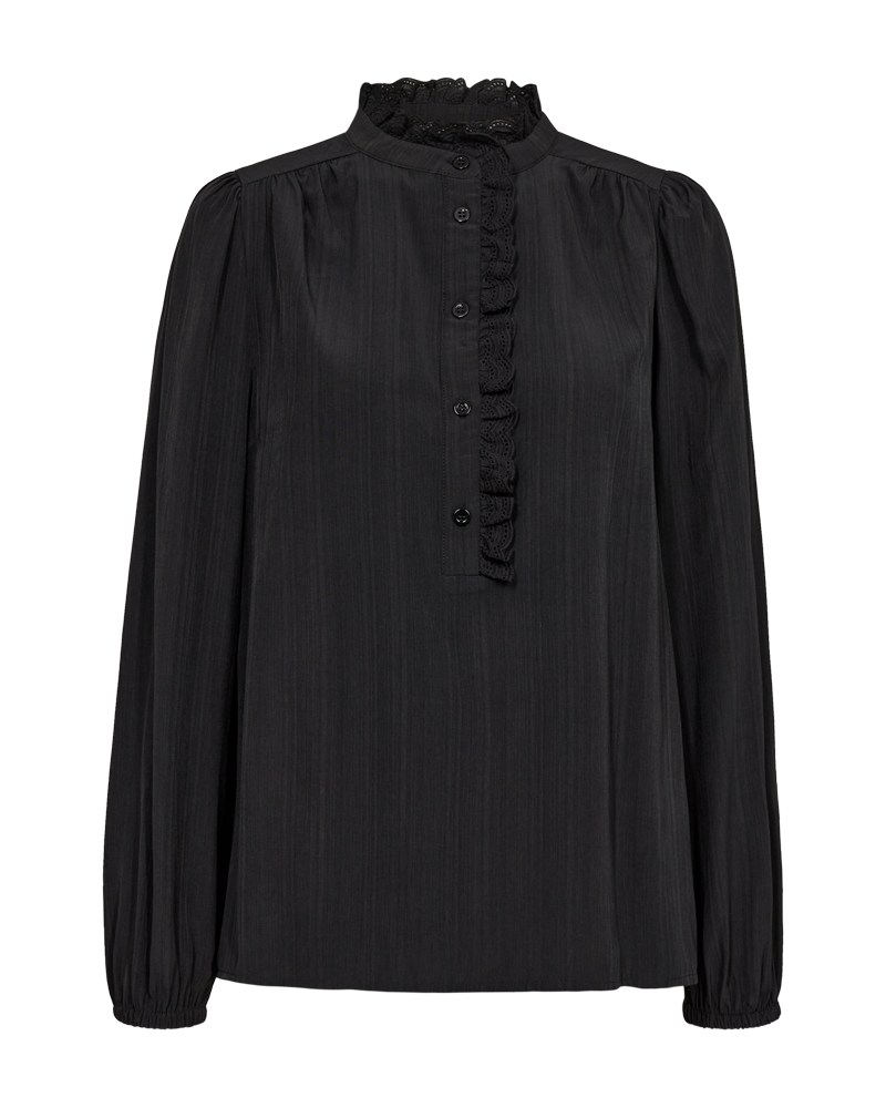 FQSEA - BLUSE MIT RÜCHENDETAILS - SCHWARZ