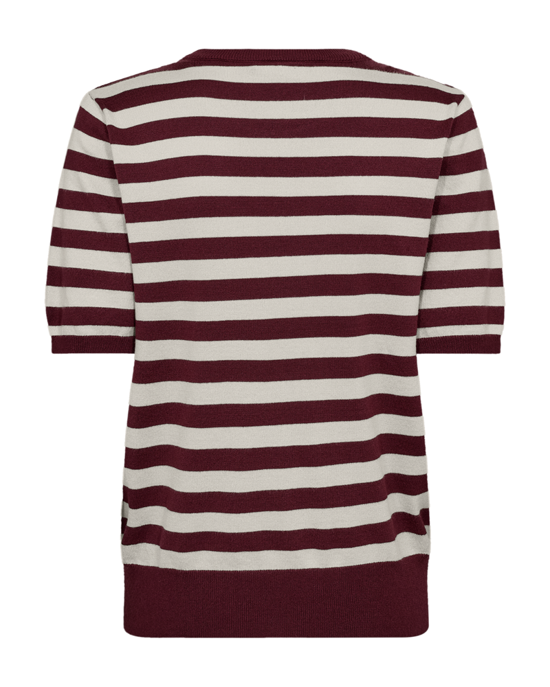 FQJOEL – GESTREIFTER FEINSTRICK-PULLOVER - BORDEAUX