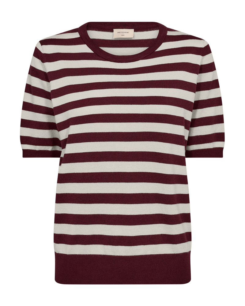 FQJOEL – GESTREIFTER FEINSTRICK-PULLOVER - BORDEAUX