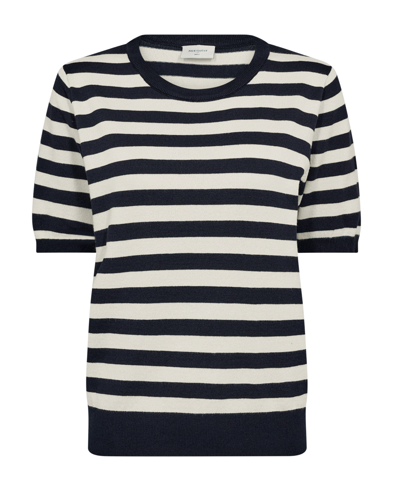 FQJOEL – GESTREIFTER FEINSTRICK-PULLOVER - BLAU UND  BEIGE