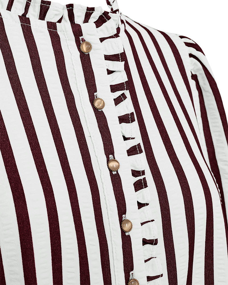 FQNOTO – GESTREIFTE BLUSE - BORDEAUX