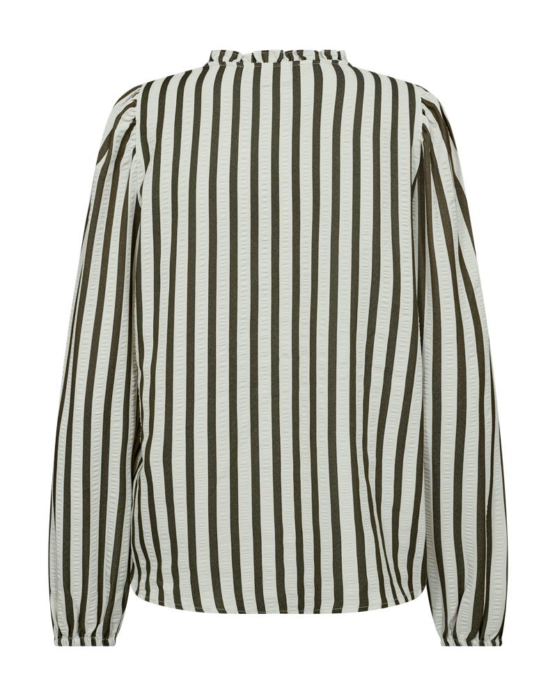 FQNOTO – GESTREIFTE BLUSE - WEISS UND GRÜN