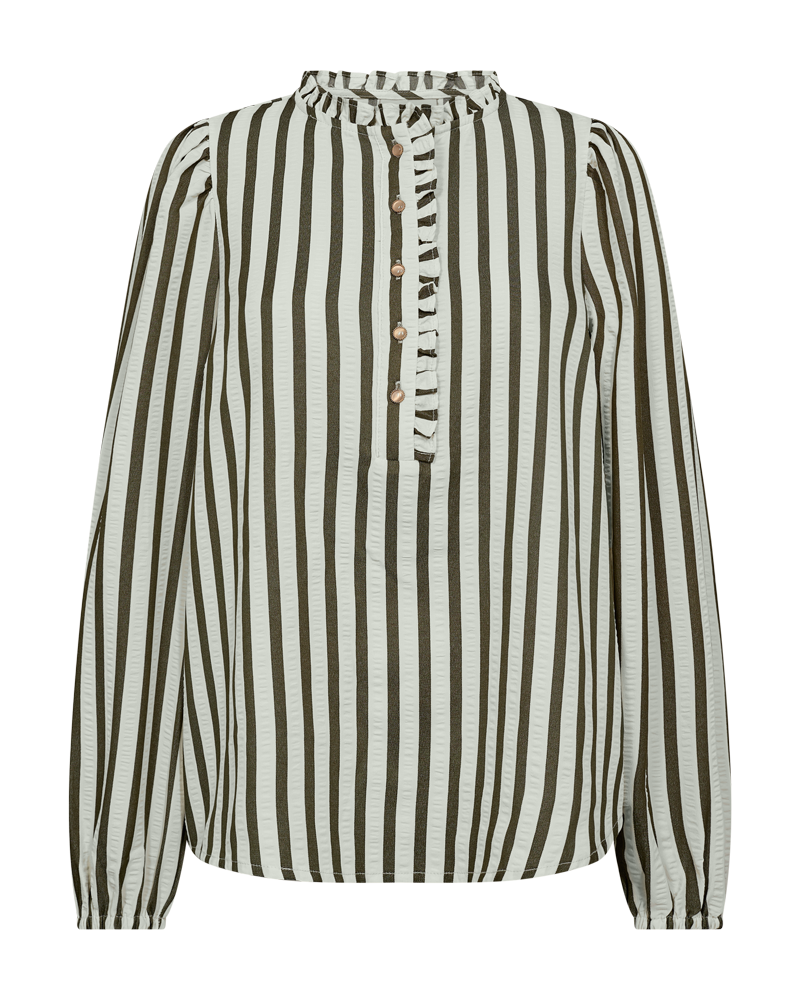FQNOTO – GESTREIFTE BLUSE - WEISS UND GRÜN