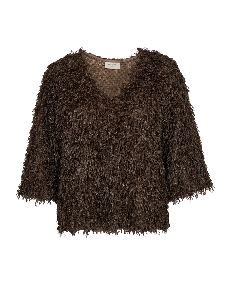 FQNOLA – BLUSE IN VELOURSQUALITÄT - BRAUN