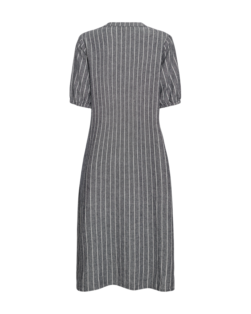 FQLAVA - GESTREIFTES LEINENKLEID MIT BINDEBAND - BLAU UND WEISS
