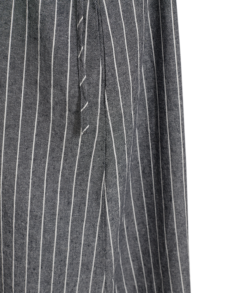 FQLAVA - GESTREIFTES LEINENKLEID MIT BINDEBAND - BLAU UND WEISS