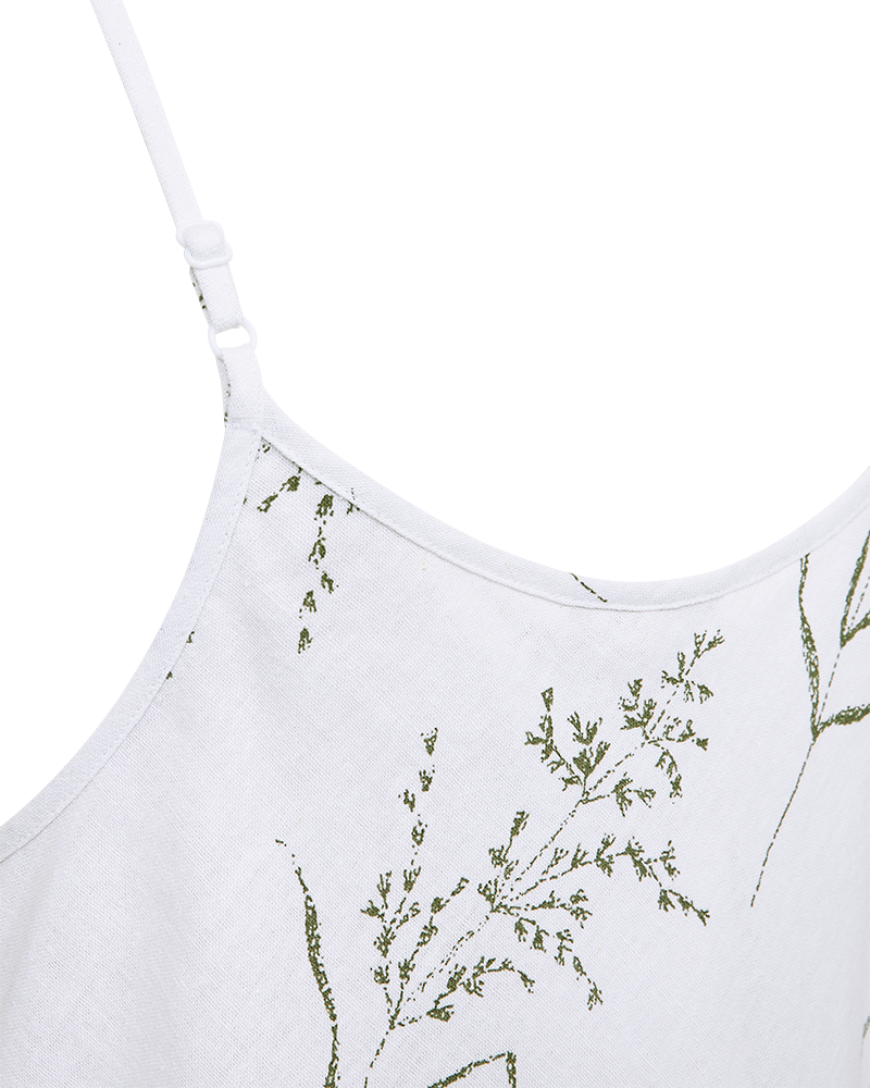 FQLALUNA – KLEID MIT BLUMENPRINT - WEISS UND  GRÜN