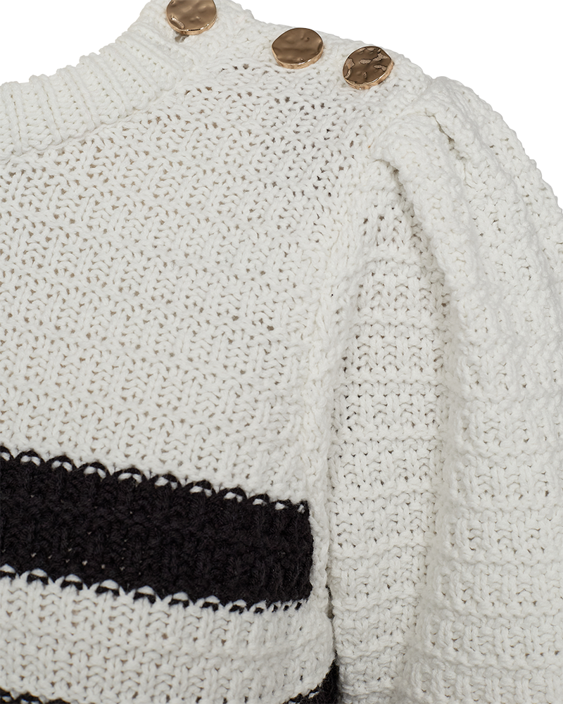 FQCOTLA - STICK PULLOVER - WEISS UND SCHWARZ