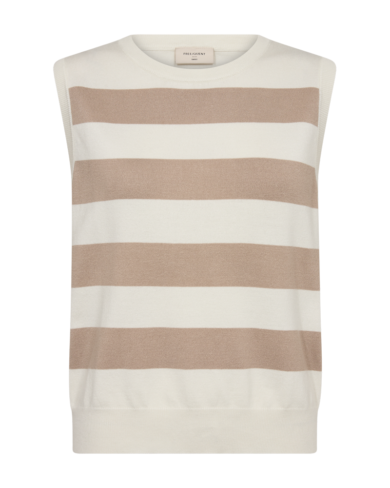 FQPIXIE - GESTREIFTES TOP - WEISS UND BEIGE