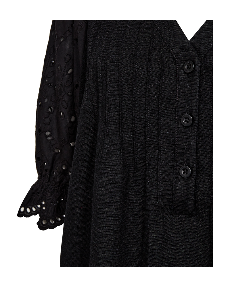FQLALUNA – KLEID MIT BRODERIE ANGLAISE - SCHWARZ