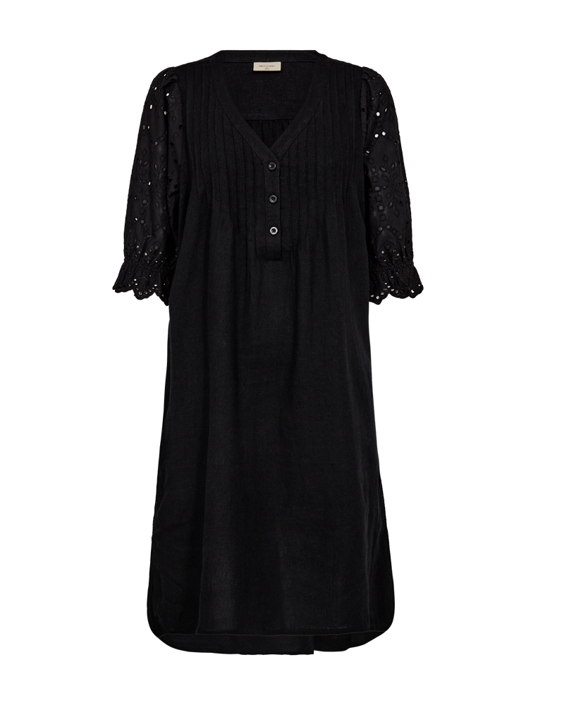 FQLALUNA – KLEID MIT BRODERIE ANGLAISE - SCHWARZ