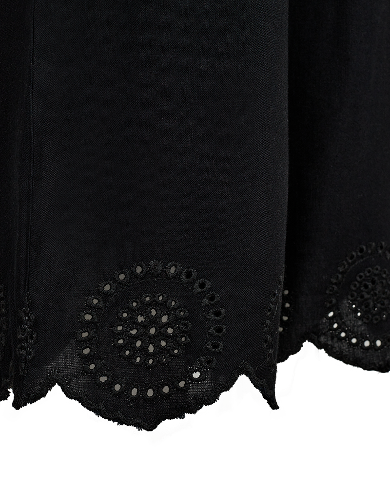 FQLINUS - HOSE MIT LOCKSTICKEREI - SCHWARZ