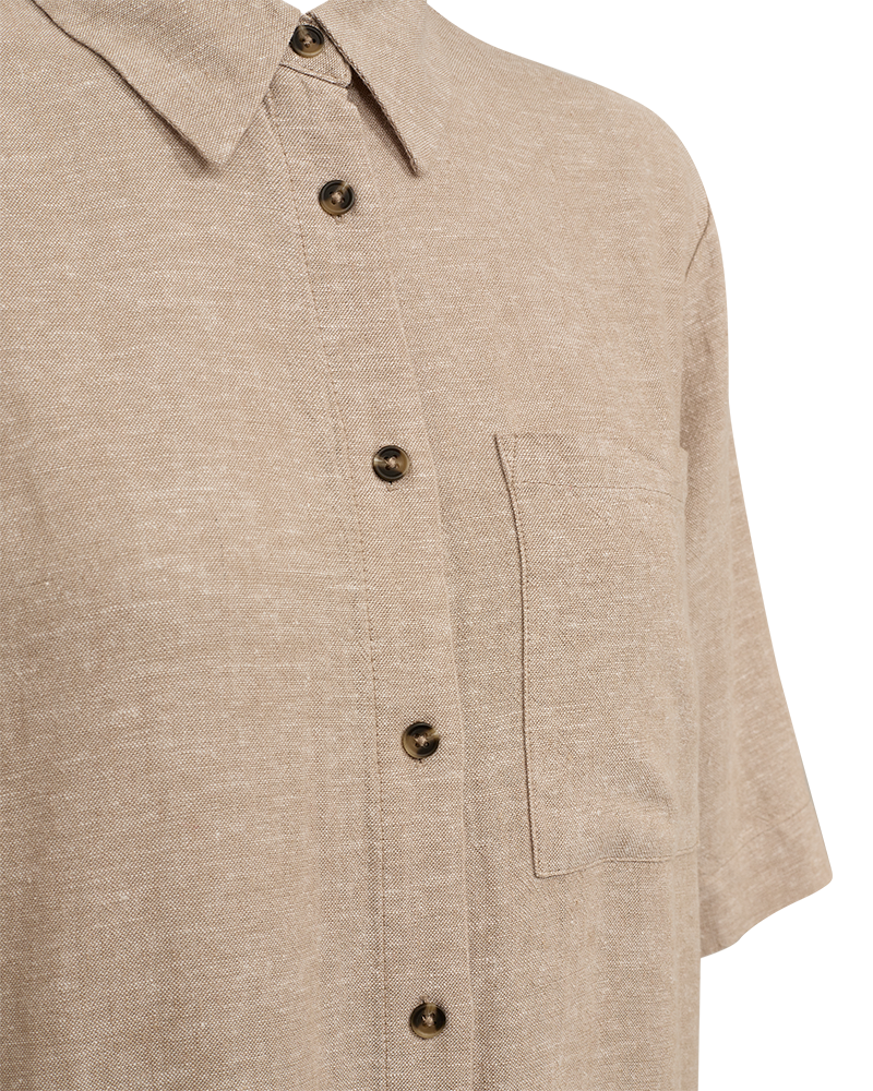 FQLAVA - LEINEN HEMDKLEID - BEIGE