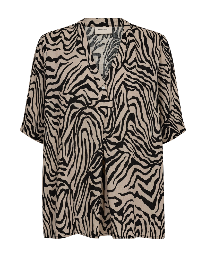 FQLARIN - BLUSE MIT PRINT - BEIGE UND SCHWARZ