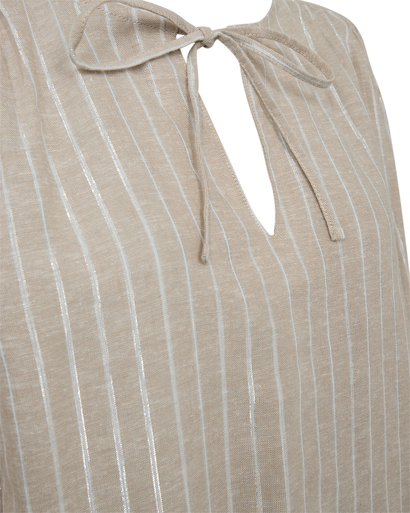 FQLALUX – GESTREIFTE BLUSE - BEIGE UND WEISS