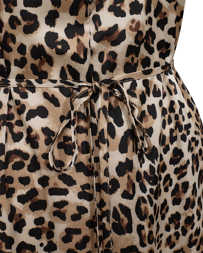 FQBAYLIN – KLEID MIT RÜSCHENÄRMELN - LEOPARD
