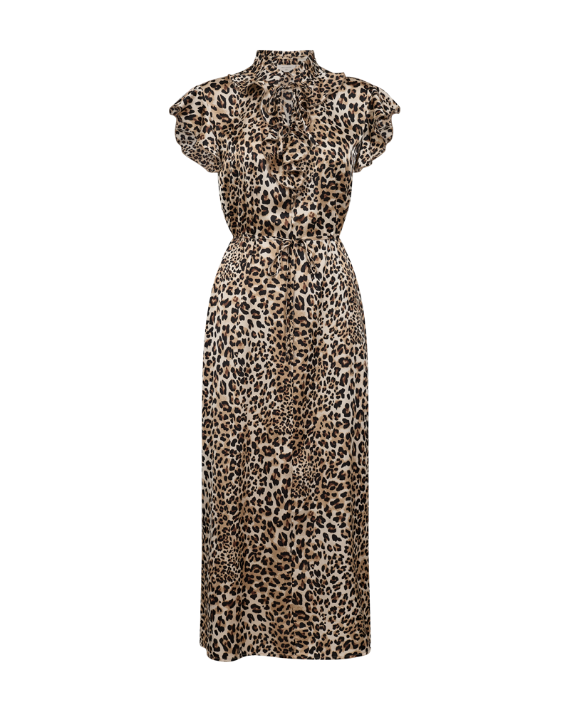 FQBAYLIN – KLEID MIT RÜSCHENÄRMELN - LEOPARD