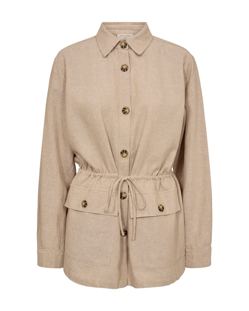 FQLAVA – LEINENHEMD MIT BINDENDETAILS - BEIGE