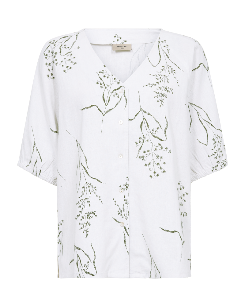 FQLALUNA – HEMD MIT BLUMENPRINT - WEISS UND  GRÜN