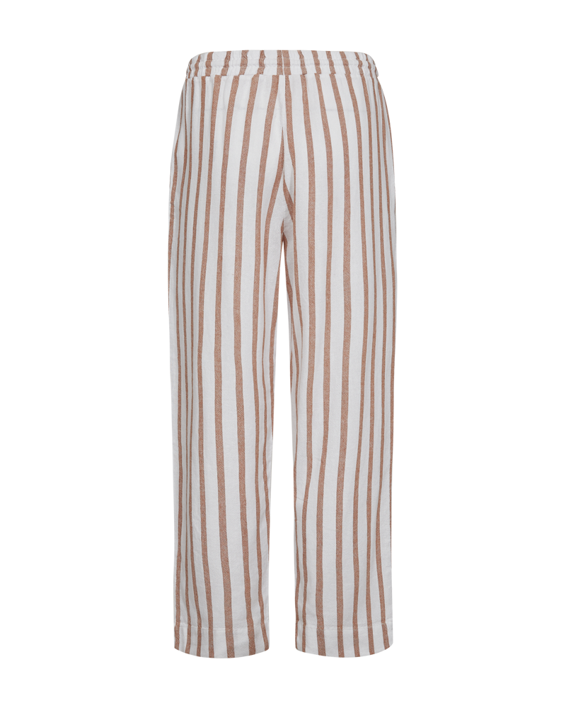 FQLAVISCO - GESTREIFTE KNÖCHELLANGE HOSE - WEISS UND  BRAUN