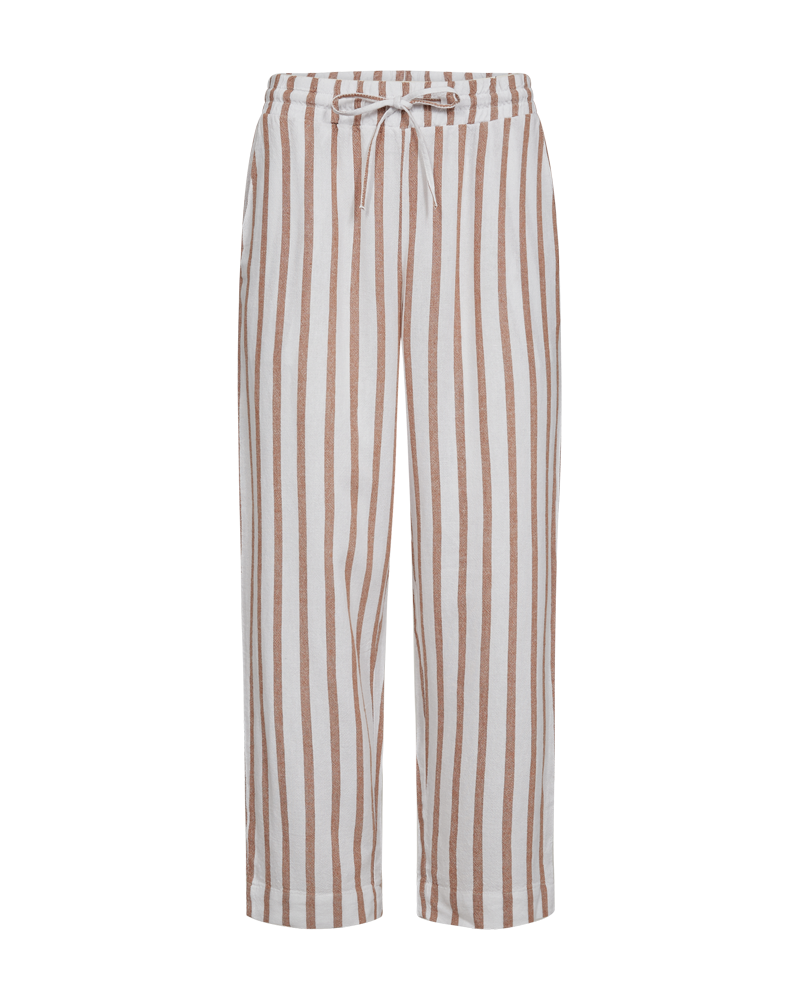 FQLAVISCO - GESTREIFTE KNÖCHELLANGE HOSE - WEISS UND  BRAUN