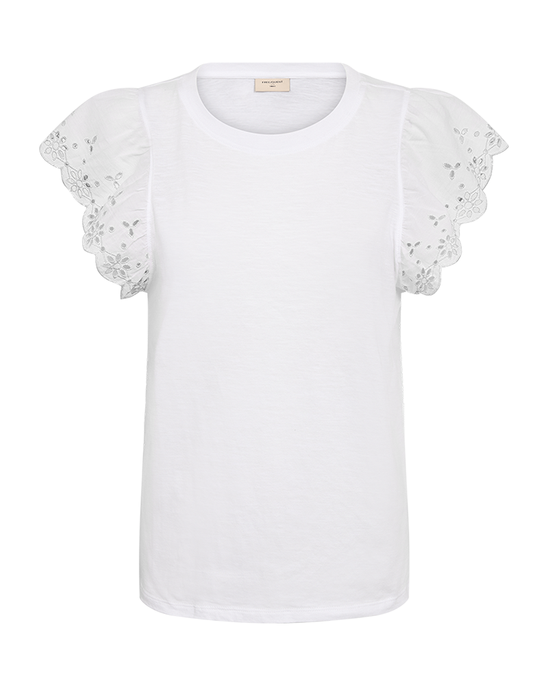 FQAZING - T-SHIRT MIT BESTICKTEN ÄRMELN - WEISS