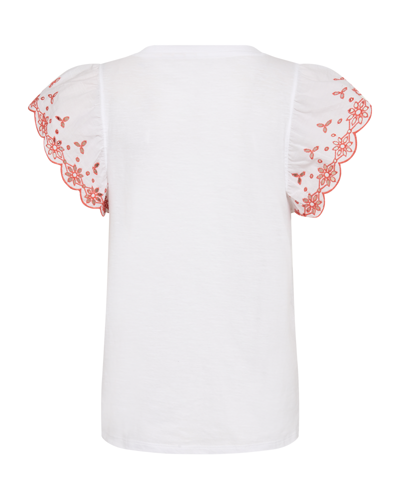 FQAZING - T-SHIRT MIT BESTICKTEN ÄRMELN - WEISS