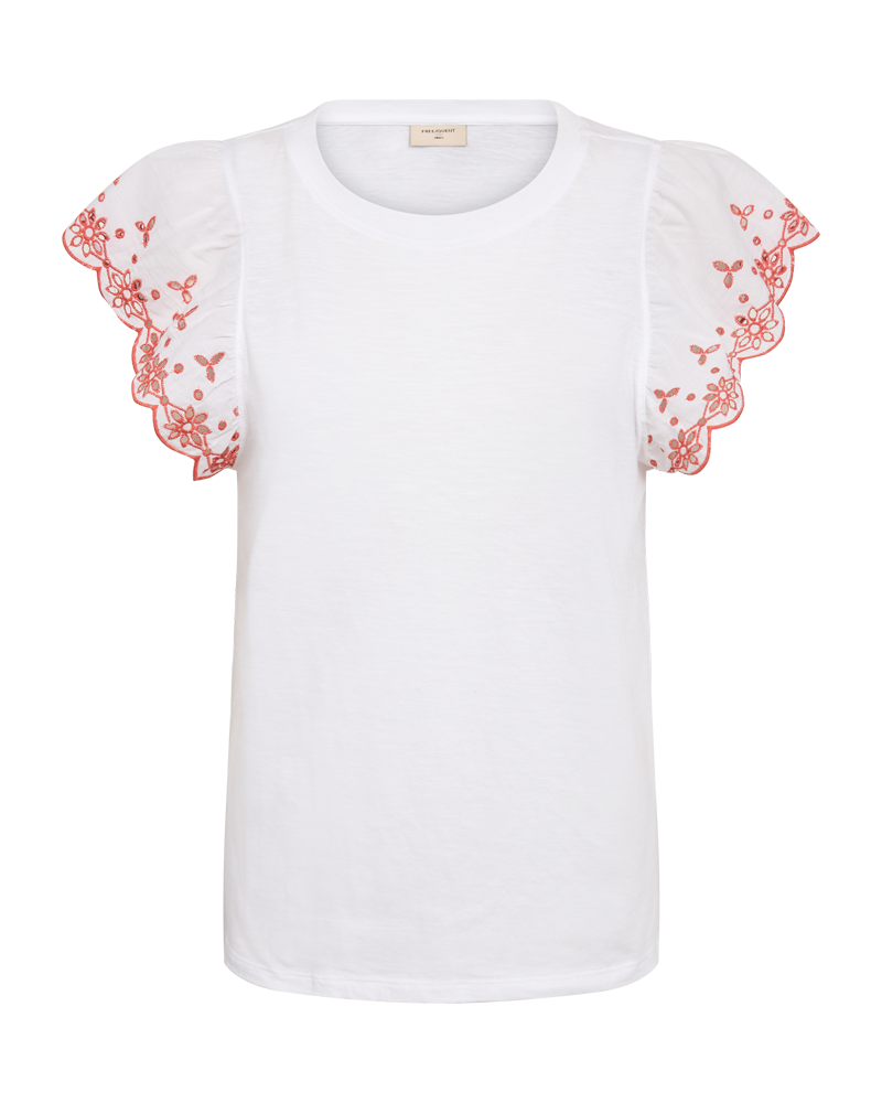 FQAZING - T-SHIRT MIT BESTICKTEN ÄRMELN - WEISS