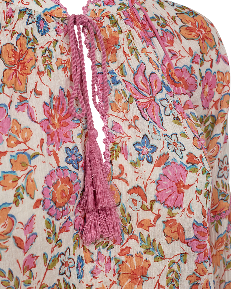 FQCARIN - FLORALES BLUSE - WEISS UND ROSA