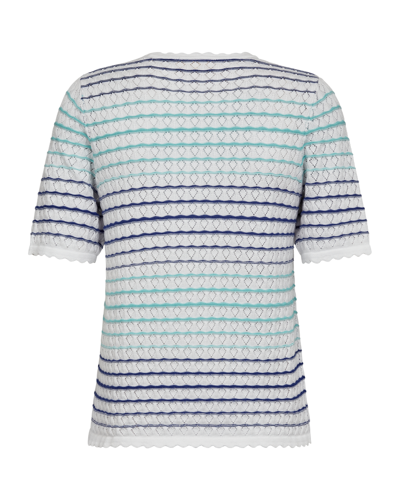 FQGINA - PULLOVER MIT STRICKMUSTER - WEISS UND BLAU