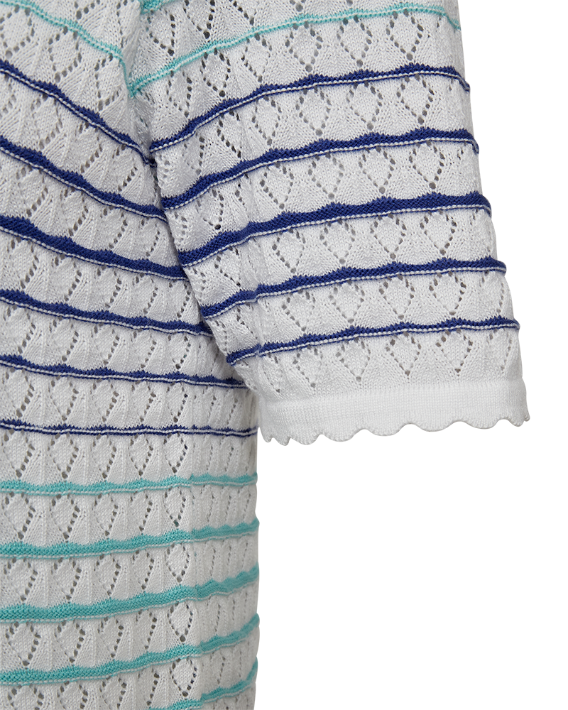 FQGINA - PULLOVER MIT STRICKMUSTER - WEISS UND BLAU