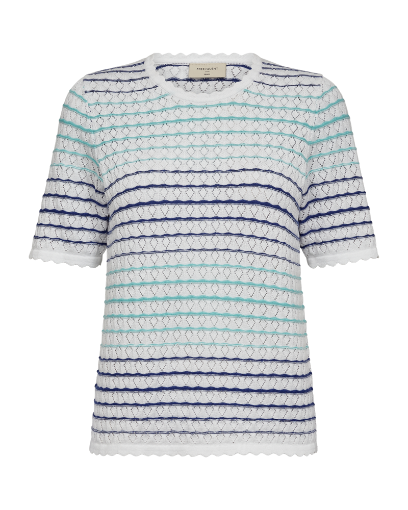 FQGINA - PULLOVER MIT STRICKMUSTER - WEISS UND BLAU