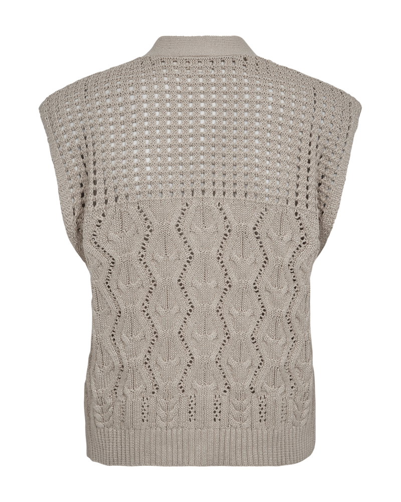 FQLIMBO - GESTRICKTE WESTE - BEIGE UND METALLIC GOLD